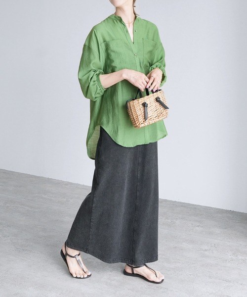 reca（レカ）の「ヴィンテージライクシアーシャツ（シャツ/ブラウス・レディース・グリーン/アイボリー/ブラック/サックスブルー・FREE）」の12枚目の写真