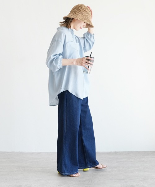 reca（レカ）の「ヴィンテージライクシアーシャツ（シャツ/ブラウス・レディース・グリーン/アイボリー/ブラック/サックスブルー・FREE）」の20枚目の写真