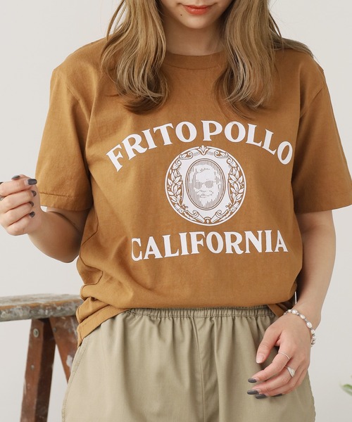MIXTA（ミクスタ）の「MIXTA/ミクスタ FRITO POLLO SS CREWNECK T-SHIRTS Tシャツ（Tシャツ/カットソー・レディース・キャメル/ナチュラル/ネイビー・M/S）」の3枚目の写真