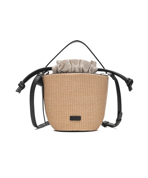 Ungrid（アングリッド）の「【Ungrid/アングリッド】雑材コンビ 巾着バケットバッグ（かごバッグ・レディース・ホワイト/ブラック/ブラウン・FREE）」の4枚目の写真