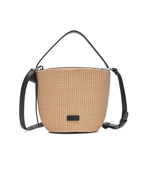 Ungrid（アングリッド）の「【Ungrid/アングリッド】雑材コンビ 巾着バケットバッグ（かごバッグ・レディース・ホワイト/ブラック/ブラウン・FREE）」の5枚目の写真