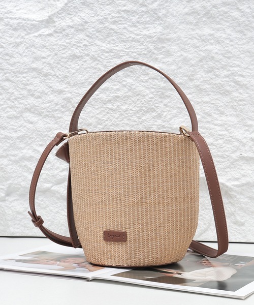 Ungrid（アングリッド）の「【Ungrid/アングリッド】雑材コンビ 巾着バケットバッグ（かごバッグ・レディース・ホワイト/ブラック/ブラウン・FREE）」の10枚目の写真