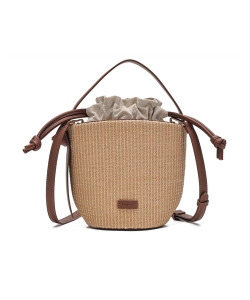 Ungrid（アングリッド）の「【Ungrid/アングリッド】雑材コンビ 巾着バケットバッグ（かごバッグ・レディース・ホワイト/ブラック/ブラウン・FREE）」の11枚目の写真