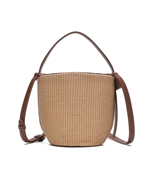 Ungrid（アングリッド）の「【Ungrid/アングリッド】雑材コンビ 巾着バケットバッグ（かごバッグ・レディース・ホワイト/ブラック/ブラウン・FREE）」の15枚目の写真