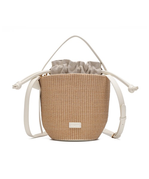 Ungrid（アングリッド）の「【Ungrid/アングリッド】雑材コンビ 巾着バケットバッグ（かごバッグ・レディース・ホワイト/ブラック/ブラウン・FREE）」の6枚目の写真