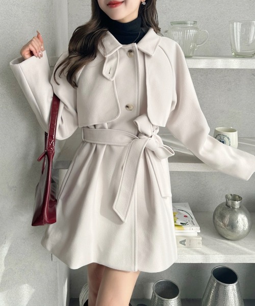 Ada.（エイダ）の「フェイクウール ミドル丈 トレンチコート（トレンチコート・レディース・チャコール/アイボリー/ブラック・FREE）」の8枚目の写真