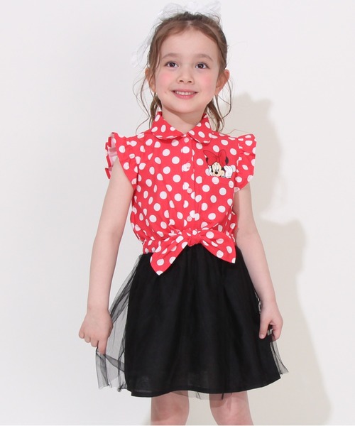 Disney（ディズニー）の「ディズニー デニムドッキングワンピース 0579K（ワンピース・キッズ・レッド/ライトインディゴブルー・90cm/100cm/110cm/120cm/130cm/140cm/80ｃｍ）」の2枚目の写真