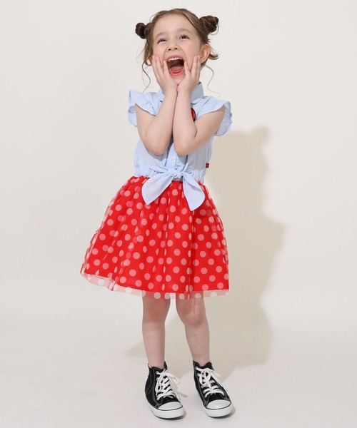 Disney（ディズニー）の「ディズニー デニムドッキングワンピース 0579K（ワンピース・キッズ・レッド/ライトインディゴブルー・90cm/100cm/110cm/120cm/130cm/140cm/80ｃｍ）」の17枚目の写真