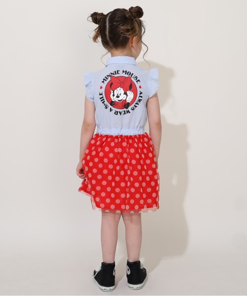 Disney（ディズニー）の「ディズニー デニムドッキングワンピース 0579K（ワンピース・キッズ・レッド/ライトインディゴブルー・90cm/100cm/110cm/120cm/130cm/140cm/80ｃｍ）」の4枚目の写真