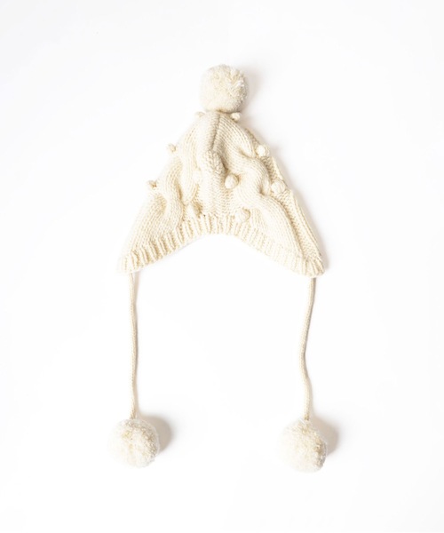 HOLIDAY(ホリデイ)の「WOOL PONPON EARMUFF KNIT CAP ウールポンポンイヤーマフニットキャップ(ニットキャップ/ビーニー・レディース・ホワイト/ブラウン・ONE SIZE)」の2枚目の写真