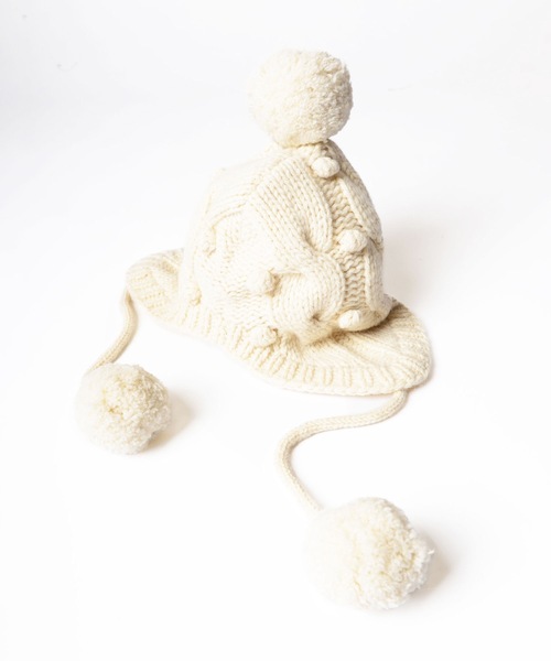 HOLIDAY(ホリデイ)の「WOOL PONPON EARMUFF KNIT CAP ウールポンポンイヤーマフニットキャップ(ニットキャップ/ビーニー・レディース・ホワイト/ブラウン・ONE SIZE)」の9枚目の写真