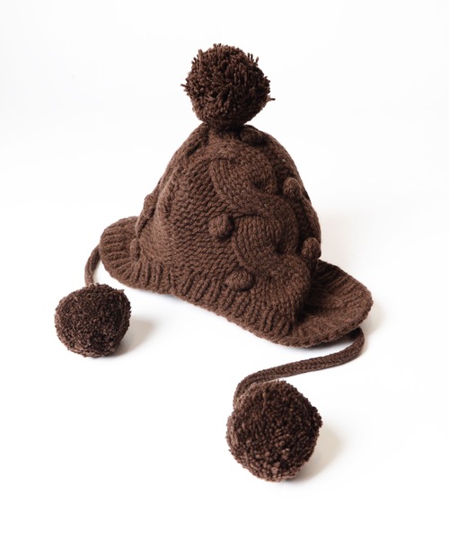 HOLIDAY(ホリデイ)の「WOOL PONPON EARMUFF KNIT CAP ウールポンポンイヤーマフニットキャップ(ニットキャップ/ビーニー・レディース・ホワイト/ブラウン・ONE SIZE)」の8枚目の写真