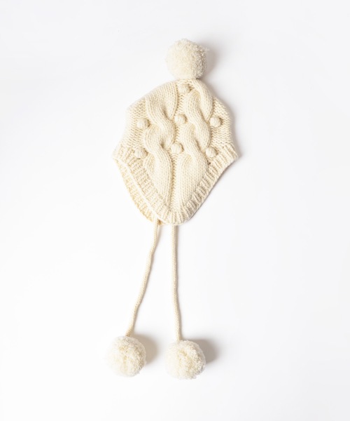 HOLIDAY(ホリデイ)の「WOOL PONPON EARMUFF KNIT CAP ウールポンポンイヤーマフニットキャップ(ニットキャップ/ビーニー・レディース・ホワイト/ブラウン・ONE SIZE)」の11枚目の写真