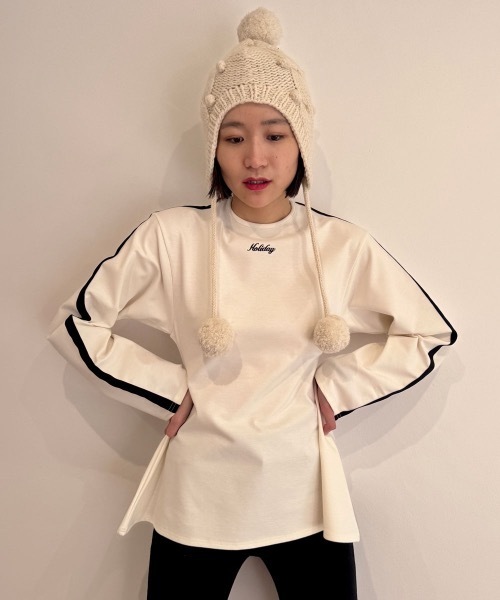 HOLIDAY(ホリデイ)の「WOOL PONPON EARMUFF KNIT CAP ウールポンポンイヤーマフニットキャップ(ニットキャップ/ビーニー・レディース・ホワイト/ブラウン・ONE SIZE)」の3枚目の写真