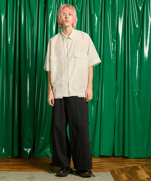 MAISON SPECIAL(メゾンスペシャル)の「《UNISEX》Prime-Over Layered Sheer Short Sleeve Shirt/プライムオーバーレイヤードシアーショートスリーブシャツ【MAISON SPECIAL/メゾンスペシャル】(シャツ/ブラウス・メンズ・ブルー/ブラック/オフホワイト・2/1)」の4枚目の写真