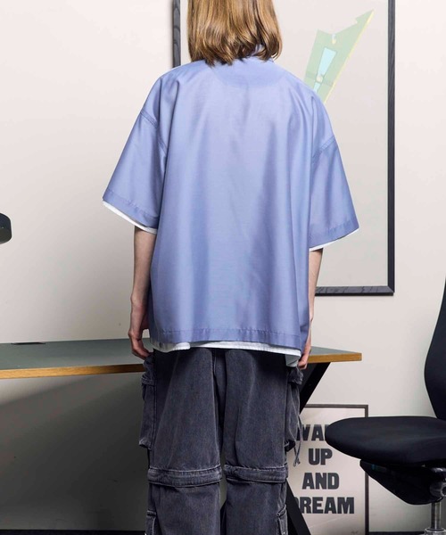 MAISON SPECIAL(メゾンスペシャル)の「《UNISEX》Prime-Over Layered Sheer Short Sleeve Shirt/プライムオーバーレイヤードシアーショートスリーブシャツ【MAISON SPECIAL/メゾンスペシャル】(シャツ/ブラウス・メンズ・ブルー/ブラック/オフホワイト・2/1)」の10枚目の写真