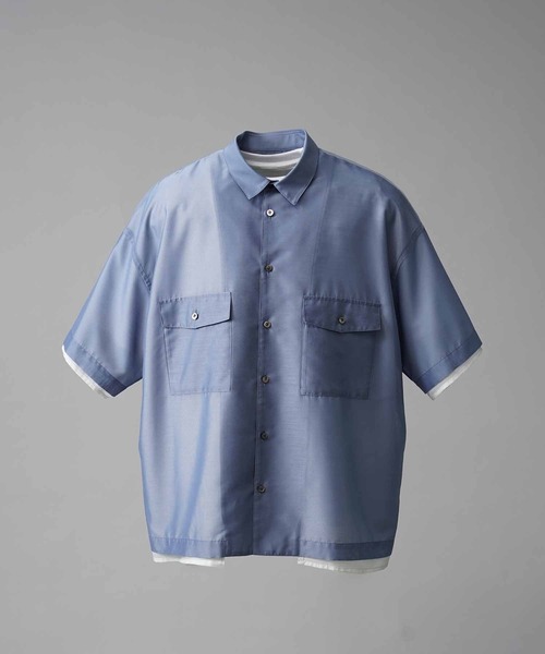 MAISON SPECIAL(メゾンスペシャル)の「《UNISEX》Prime-Over Layered Sheer Short Sleeve Shirt/プライムオーバーレイヤードシアーショートスリーブシャツ【MAISON SPECIAL/メゾンスペシャル】(シャツ/ブラウス・メンズ・ブルー/ブラック/オフホワイト・2/1)」の12枚目の写真