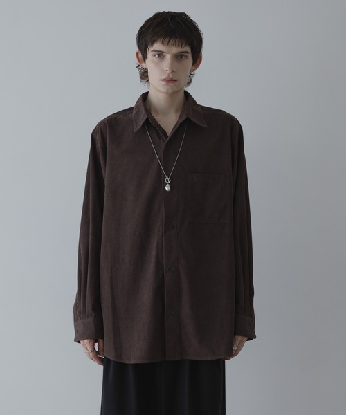 remer（リメール）の「LOOSE BASIC OVERSIZE SHIRT - Drape Corduroy / ルーズベーシックオーバーサイズシャツ（ドレープコーデュロイ）（シャツ/ブラウス・メンズ・グリーン/ブラウン/マスタード・LARGE/MEDIUM/SMALL/X-SMALL）」の6枚目の写真