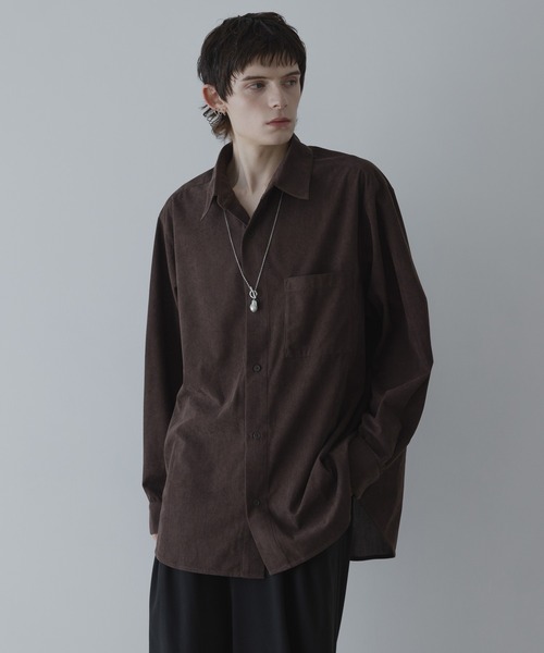 remer（リメール）の「LOOSE BASIC OVERSIZE SHIRT - Drape Corduroy / ルーズベーシックオーバーサイズシャツ（ドレープコーデュロイ）（シャツ/ブラウス・メンズ・グリーン/ブラウン/マスタード・LARGE/MEDIUM/SMALL/X-SMALL）」の7枚目の写真