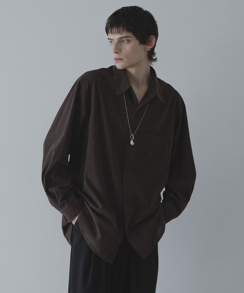 remer（リメール）の「LOOSE BASIC OVERSIZE SHIRT - Drape Corduroy / ルーズベーシックオーバーサイズシャツ（ドレープコーデュロイ）（シャツ/ブラウス・メンズ・グリーン/ブラウン/マスタード・LARGE/MEDIUM/SMALL/X-SMALL）」の8枚目の写真