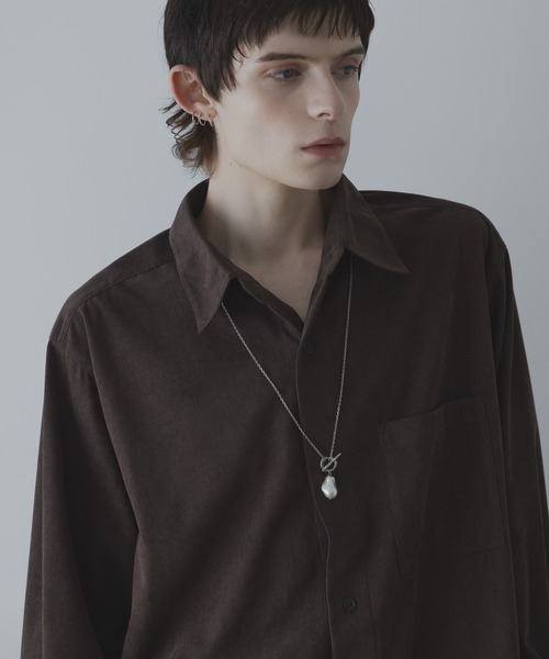 remer（リメール）の「LOOSE BASIC OVERSIZE SHIRT - Drape Corduroy / ルーズベーシックオーバーサイズシャツ（ドレープコーデュロイ）（シャツ/ブラウス・メンズ・グリーン/ブラウン/マスタード・LARGE/MEDIUM/SMALL/X-SMALL）」の9枚目の写真