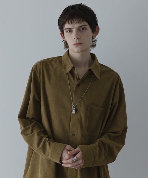 remer（リメール）の「LOOSE BASIC OVERSIZE SHIRT - Drape Corduroy / ルーズベーシックオーバーサイズシャツ（ドレープコーデュロイ）（シャツ/ブラウス・メンズ・グリーン/ブラウン/マスタード・LARGE/MEDIUM/SMALL/X-SMALL）」の22枚目の写真