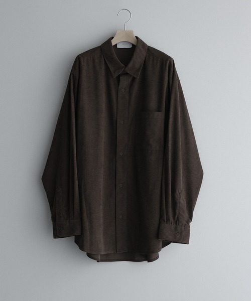 remer（リメール）の「LOOSE BASIC OVERSIZE SHIRT - Drape Corduroy / ルーズベーシックオーバーサイズシャツ（ドレープコーデュロイ）（シャツ/ブラウス・メンズ・グリーン/ブラウン/マスタード・LARGE/MEDIUM/SMALL/X-SMALL）」の4枚目の写真