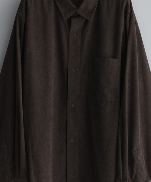 remer（リメール）の「LOOSE BASIC OVERSIZE SHIRT - Drape Corduroy / ルーズベーシックオーバーサイズシャツ（ドレープコーデュロイ）（シャツ/ブラウス・メンズ・グリーン/ブラウン/マスタード・LARGE/MEDIUM/SMALL/X-SMALL）」の5枚目の写真
