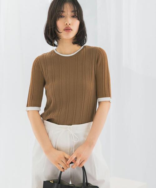 URBAN RESEARCH ROSSO WOMEN（アーバンリサーチ　ロッソ）の「アンチピリングバイカラーリブニット（ニット/セーター・レディース・モカ/ブルー系その他/オフホワイト・FREE）」の8枚目の写真