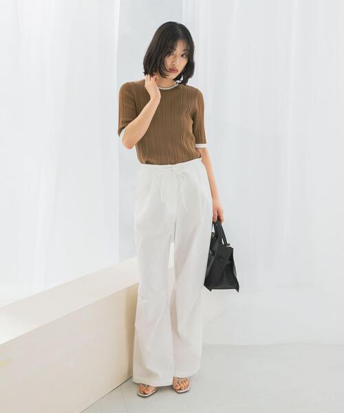 URBAN RESEARCH ROSSO WOMEN（アーバンリサーチ　ロッソ）の「アンチピリングバイカラーリブニット（ニット/セーター・レディース・モカ/ブルー系その他/オフホワイト・FREE）」の9枚目の写真