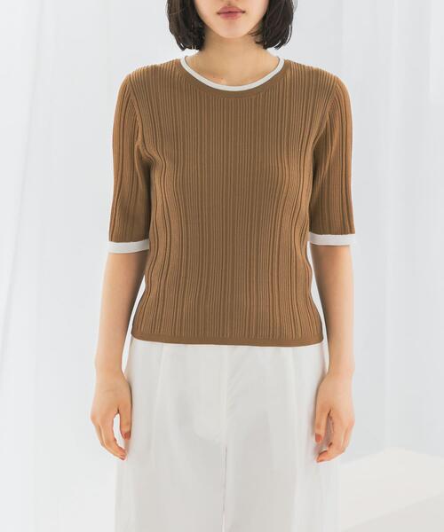 URBAN RESEARCH ROSSO WOMEN（アーバンリサーチ　ロッソ）の「アンチピリングバイカラーリブニット（ニット/セーター・レディース・モカ/ブルー系その他/オフホワイト・FREE）」の10枚目の写真