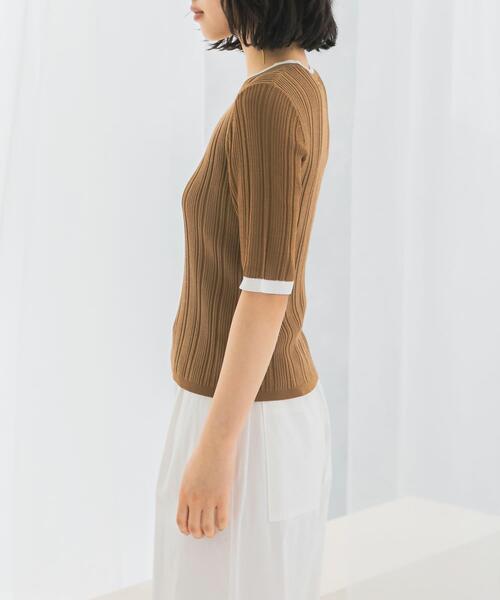 URBAN RESEARCH ROSSO WOMEN（アーバンリサーチ　ロッソ）の「アンチピリングバイカラーリブニット（ニット/セーター・レディース・モカ/ブルー系その他/オフホワイト・FREE）」の11枚目の写真