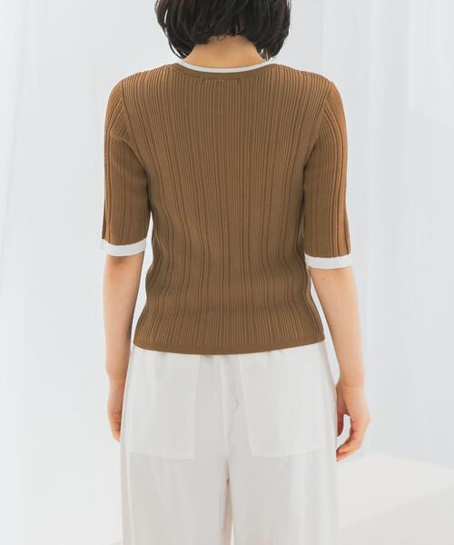 URBAN RESEARCH ROSSO WOMEN（アーバンリサーチ　ロッソ）の「アンチピリングバイカラーリブニット（ニット/セーター・レディース・モカ/ブルー系その他/オフホワイト・FREE）」の12枚目の写真
