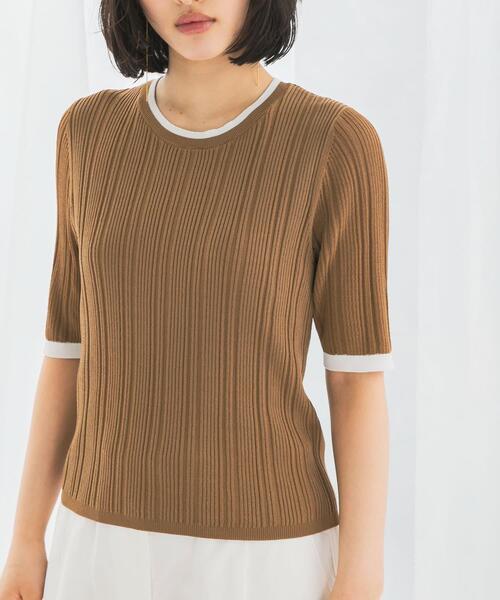 URBAN RESEARCH ROSSO WOMEN（アーバンリサーチ　ロッソ）の「アンチピリングバイカラーリブニット（ニット/セーター・レディース・モカ/ブルー系その他/オフホワイト・FREE）」の13枚目の写真