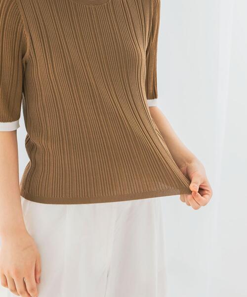 URBAN RESEARCH ROSSO WOMEN（アーバンリサーチ　ロッソ）の「アンチピリングバイカラーリブニット（ニット/セーター・レディース・モカ/ブルー系その他/オフホワイト・FREE）」の14枚目の写真