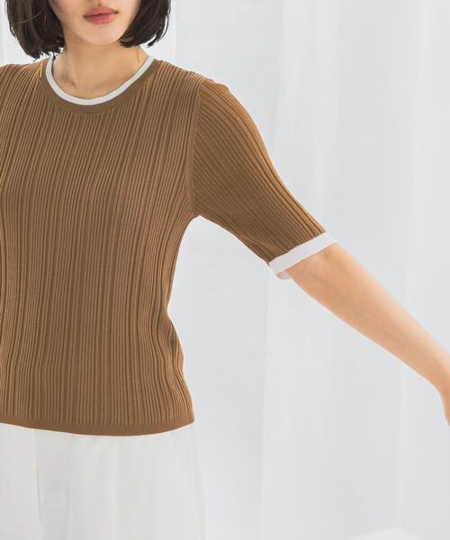 URBAN RESEARCH ROSSO WOMEN（アーバンリサーチ　ロッソ）の「アンチピリングバイカラーリブニット（ニット/セーター・レディース・モカ/ブルー系その他/オフホワイト・FREE）」の15枚目の写真