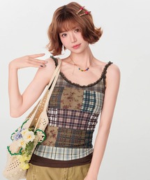 Tシャツ/カットソー（グリーン・カーキ/緑色系・チェック柄