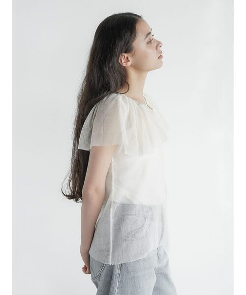 FIKA.(フィーカ)の「Frill sash sheer tank top(シャツ/ブラウス・レディース・ブラック/オフホワイト・MEDIUM)」の14枚目の写真