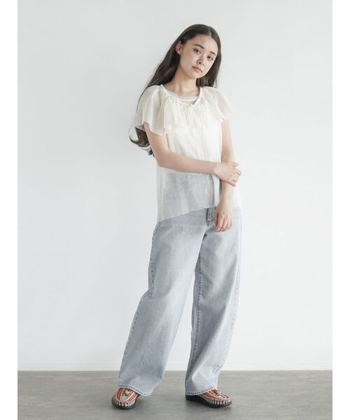 FIKA.(フィーカ)の「Frill sash sheer tank top(シャツ/ブラウス・レディース・ブラック/オフホワイト・MEDIUM)」の18枚目の写真