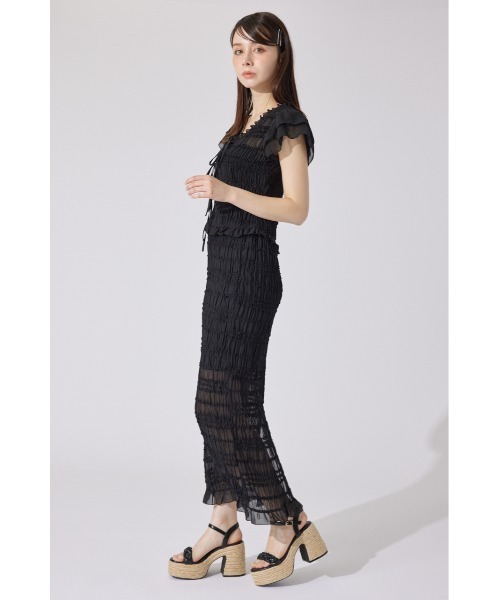 rienda 千葉恵里さん着用シャーリングカットトップス&フリルスカート rienda スカート 「AKB48千葉恵里さん着用」シャーリングカット