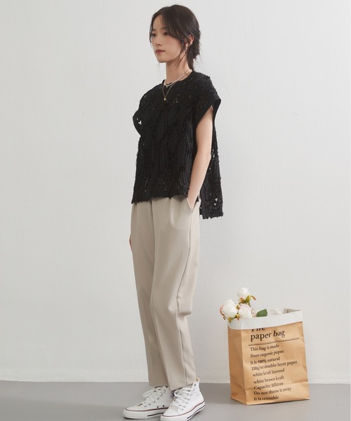 On One's Own(オンワンズオン)の「On One's Own テープ刺繍シアートップ(シャツ/ブラウス・レディース・クリーム/ブラック/ホワイト・FREE)」の12枚目の写真
