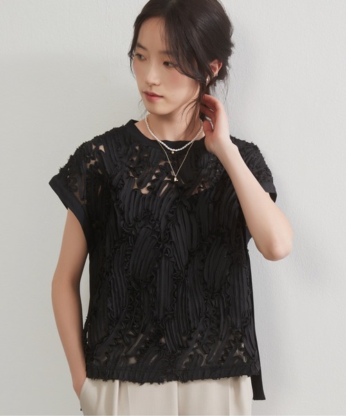 On One's Own(オンワンズオン)の「On One's Own テープ刺繍シアートップ(シャツ/ブラウス・レディース・クリーム/ブラック/ホワイト・FREE)」の15枚目の写真