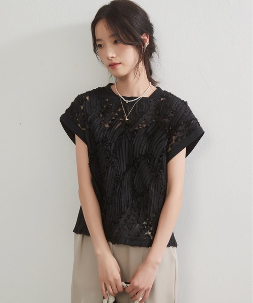 On One's Own(オンワンズオン)の「On One's Own テープ刺繍シアートップ(シャツ/ブラウス・レディース・クリーム/ブラック/ホワイト・FREE)」の20枚目の写真