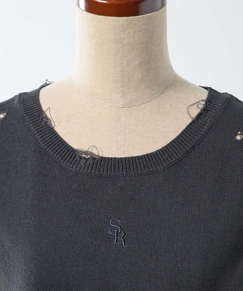 【新品未使用】sheller シェリエ　ハーフスリーブステッチニット　ニット ハーフスリーブダメージニット（Tシャツ/カットソー）｜17HR