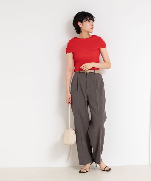 NOBLE◆スポンジシアーニットプルオーバー ◇【WEB限定カラーあり】《手洗い可能》シアーオフショルプル