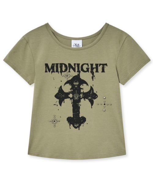 tシャツ A'GEM/9 × .kom 「MIDNIGHT MOVE/ミッドナイトムーブ」 CROSS T-SHIRT/クロス半袖Tシャツ レディース A'GEM/9 × .kom 『MIDNIGHT MOVE/ミッドナイトムーブ』 CROSS T