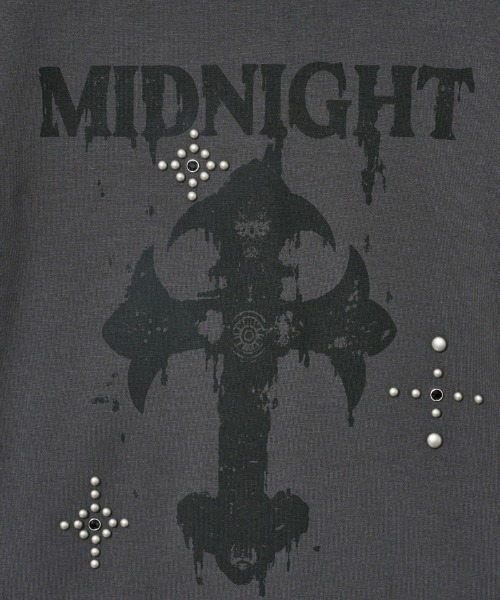 Midnight Move(ミッドナイトムーブ)の「A'GEM/9 × .kom 『MIDNIGHT MOVE/ミッドナイトムーブ』 CROSS T-SHIRT/クロス半袖Tシャツ(Tシャツ/カットソー・レディース・チャコールグレー/ブラック/カーキ・FREE)」の12枚目の写真
