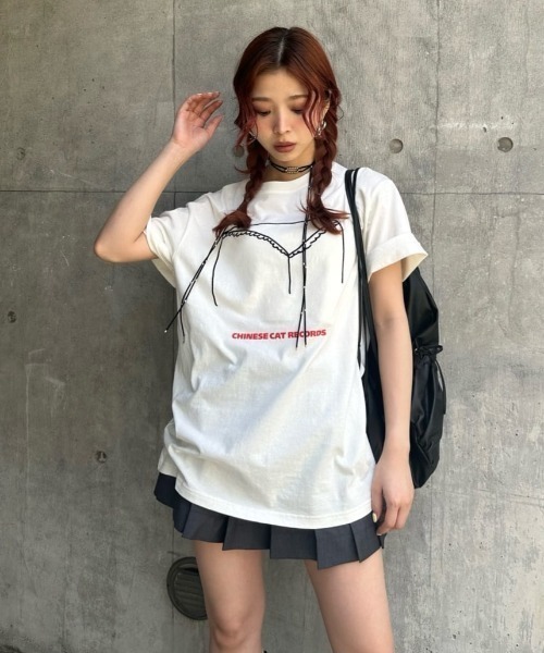 THROW by SLY（スローバイスライ）の「THROW MAYU KAKIHATA LOOSE T/SH 半袖 夏服 Tシャツ（Tシャツ/カットソー・レディース・ピンク/ライトブラック/オフホワイト・FREE）」の15枚目の写真