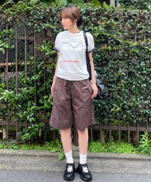 THROW by SLY（スローバイスライ）の「THROW MAYU KAKIHATA LOOSE T/SH 半袖 夏服 Tシャツ（Tシャツ/カットソー・レディース・ピンク/ライトブラック/オフホワイト・FREE）」の12枚目の写真