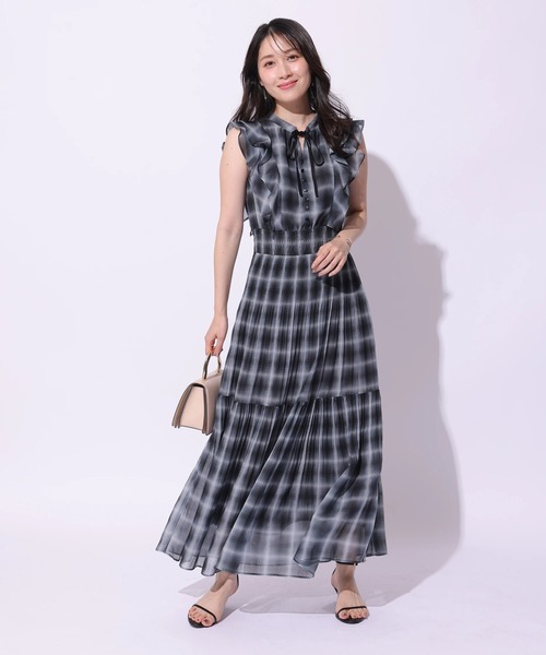 Apuweiser-richeシアーチェックプリントワンピース2【M】新品未使用 Apuweiser-riche（アプワイザーリッシェ）の「シアーチェックプリント